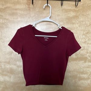 Maroon crop tee